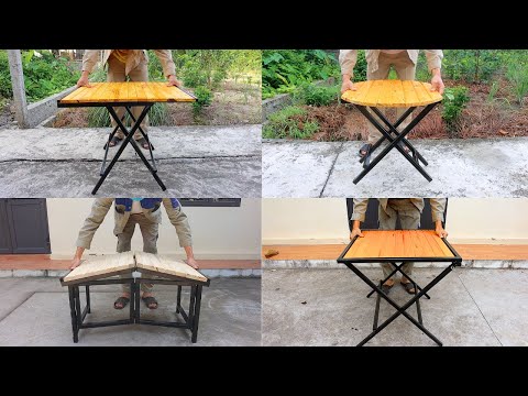 Great idea for a clever craftsman's 4 folding tables / DIY smart folding metal table