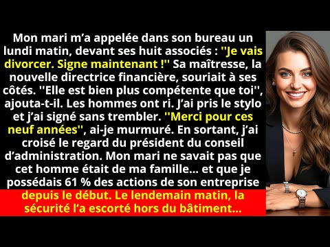 Mon mari m’a appelée dans son bureau un lundi matin, devant ses huit associés : ''Je vais...