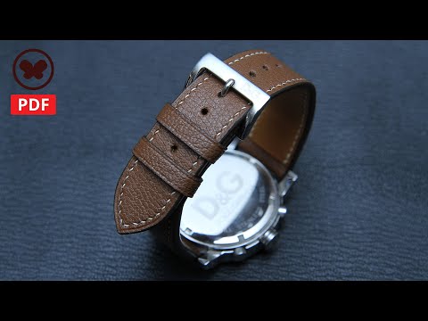 Make leather Watch strap (Free PDF Pattern): 가죽 시계 스트랩 만들기 (DIY / 가죽공예)