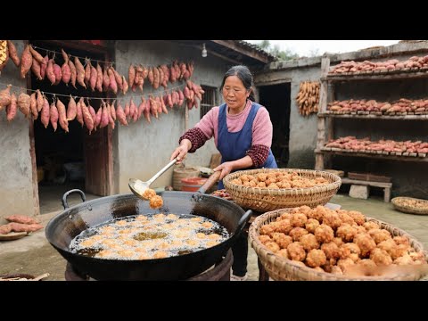 现挖红薯现做粉！手工红薯粉肉丸，鲜到骨子里的香#美食#红薯#肉丸#农村