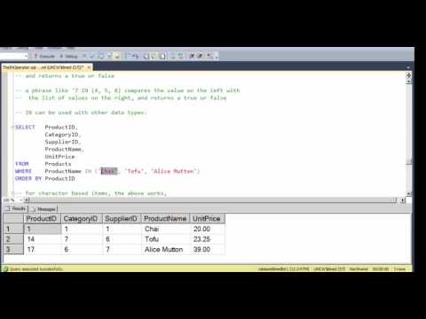 Using the IN Operator in SQL
