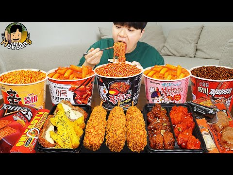 ASMR MUKBANG convenience store store, FIRE Noodle, HOT DOG, GIMBAP, Tteokbokki EATING SOUND !