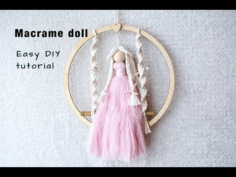 Macrame doll tutorial - doll on swing - easy step by step macrame tutorial DIY