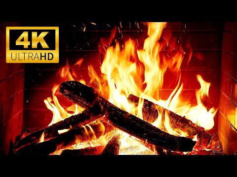 Cozy Night by 4K Christmas Fireplace 🔥 Peaceful Crackling Logs & Fire Sounds | Fireplace Ambience