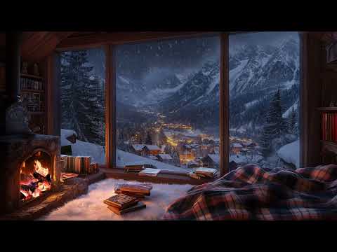 Peaceful Snowy Nights: Cozy Fireplace Ambience for Deep Relaxation 😌🔥