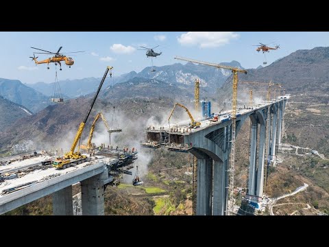 China's Incredible Engineering Power in Building the Giant Mountain Bridge | Huagang Bridge, China