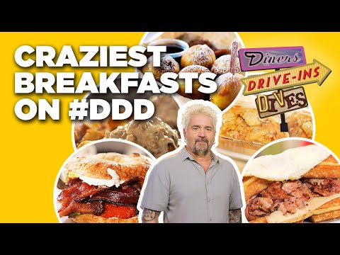 Top 10 Craziest Breakfasts in #DDD Video History with Guy Fieri | Diners, Drive-Ins and Dives