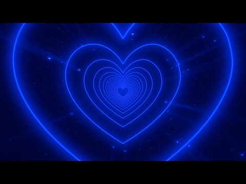 Neon Heart Tunnel💙Dark Blue Heart Background Loop 10 hours