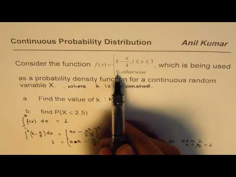 Find the Probability Density Function for Continuous Distribution of Random Variable