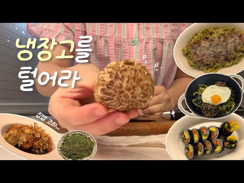 Cold home cooking for a single person🍲🫧ㅣKimbap🍙ㅣTakoyaki🐙ㅣBasil pasta🌱ㅣWater parsley pancake✨