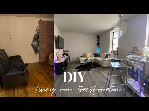 DIY LIVING ROOM MAKEOVER | APARTMENT FRIENDLY RENOVATIONS | SMALL NYC APARTMENT