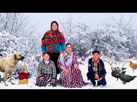 First Snowfall in the Village | Caring for Livestock & Cooking Stuffed Eggplants