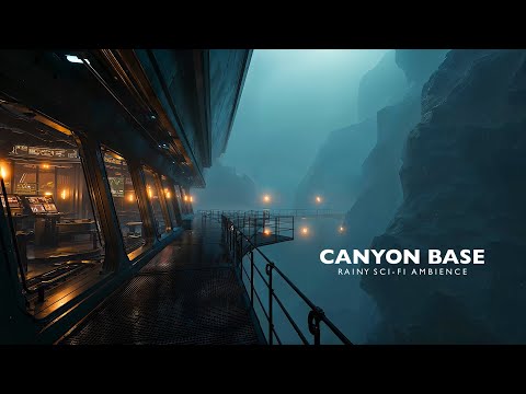 Sci-Fi Canyon Outpost | Relaxing Rain Ambience for Focus & Sleep | 4K