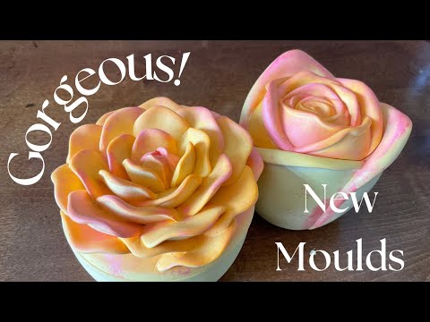 Aqua Cast with Powder Painted Moulds - Gorgeous Rose Candle Jars