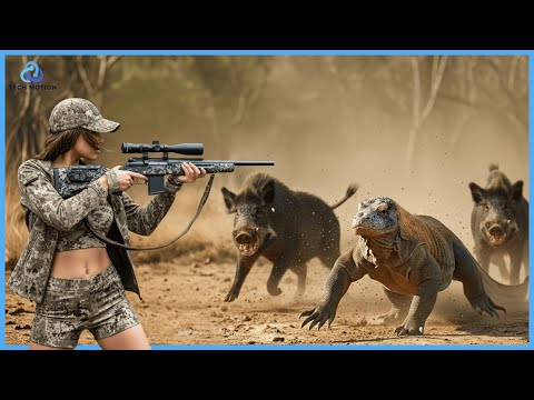 Komodo Dragon Hunting - Insane Moments Hunter Takes Down Wild Boar and Komodo with Perfect Shots