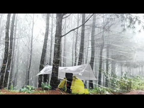 CAMPING IN LONG HEAVY RAIN AND THUNDER ⛈️ RELAXING CAMPING IN RAINSTORM