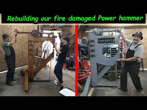 Restoring our fire damaged homemade power hammer and making it better!