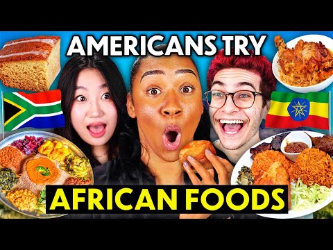 Americans Try African Food For The First Time! (Jollof Rice, Peri Peri Chicken, Injera)
