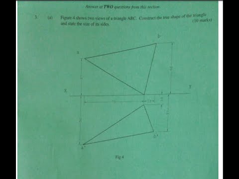#13 TRUE SHAPE of triangle, using Auxiliary Line method. /Lamina #td