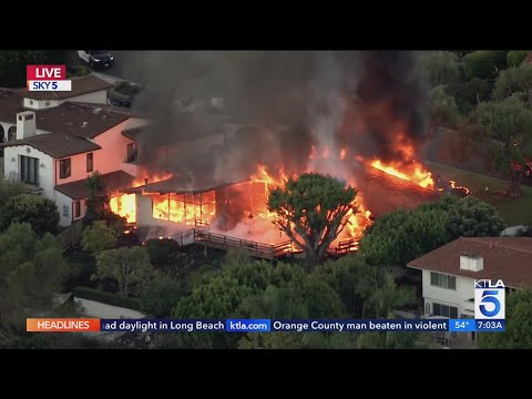 Crews battle Rancho Palos Verdes home fire