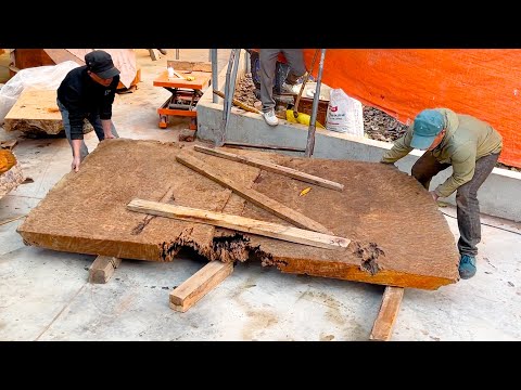 His 500-Year-Old Wood Was Too Big To Move  Until A Carpenter Made It A 5-Meter Table // Woodworking