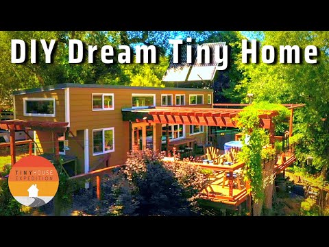 Couple's CUSTOM Tiny House! grey water recycling system & amazing deck