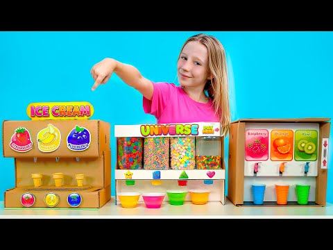 Nastya and her friends play with Ice cream and Candy machine