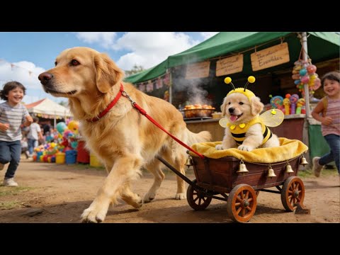 狗狗带儿子逛大街！靠谱吗？ #小狗狗可爱视频 #金毛春天 #狗狗 #治愈系