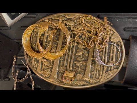 Thrift Shop 10k Gold Earrings for $2! 14k Bracelet for $7! 14k Ring! Gold Belt Buckle! Treasure Day!