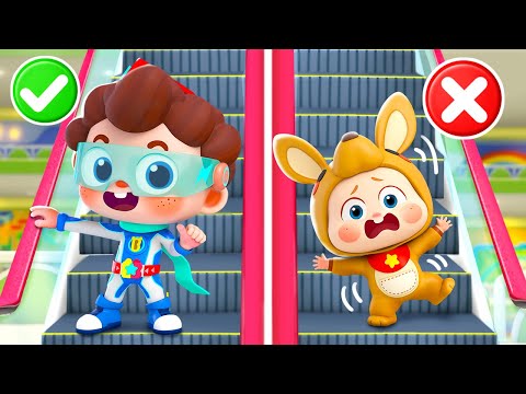 Be Careful When Taking an Escalator | Kids Safety Tips | Nursery Rhymes & Kids Songs | BabyBus