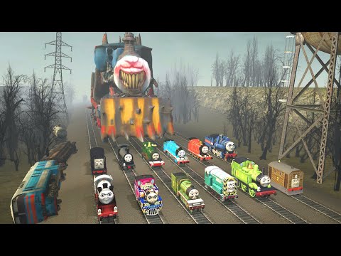Building a Thomas Train Chased By  Spiked Demon Train Army in Garry's Mod