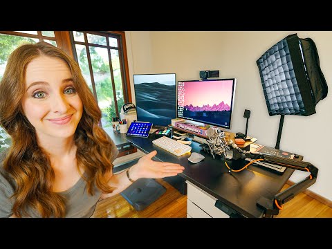 my over the top Desk Setup for Video Editing, Podcasting & Productivity