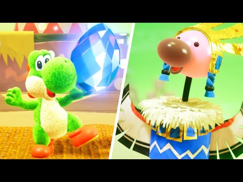 Yoshi's Crafted World - No Damage 100% Walkthrough - Part 1 (Sunshine Station-Big Paper Peak)