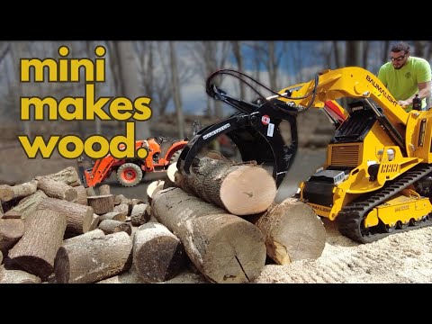 #463 Splitting FIREWOOD with the NEW Mini SKID STEER