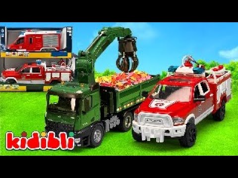 Juguete Camión Volquete en Llamas! 🔥 Camión de Bomberos al Rescate | Video para Niños | Kidibli