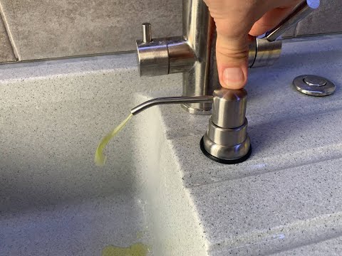 Монтаж дозатора врезного для жидкого мыла в каменную столешницу на кухне. Дозатор из Леруа за 600