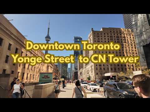 Yonge-Dundas Square to CN Tower | Toronto Walk | 4K 60 FPS