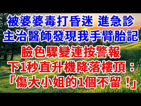 被婆婆毒打昏迷 進急診，主治醫師發現我手臂胎記，臉色驟變連按警報，下1秒直升機降落樓頂："傷大小姐的一個不留！"#詩涵講故事#為人處世#生活經驗#情感故事#晚年哲理#說故事#完結文#原創故事