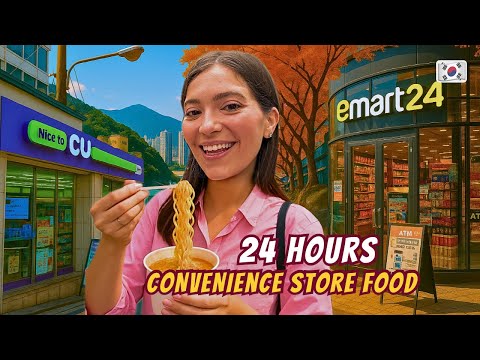 24 Hours Eating ONLY Korean Convenience Store Food In Korea! 🇰🇷🍜