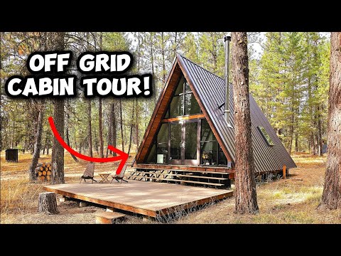 We Built an A-frame Cabin! - FULL TOUR of Our Tiny Off Grid Cabin