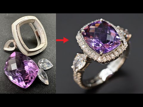 how to make a fancy amethyst silver ring for ladies - Custom Made amethyst ring