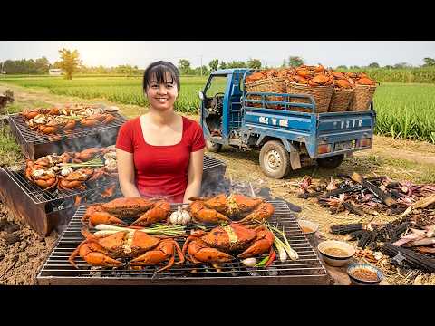 TIMELAPSE -- Catching 100kg of Massive Crabs & Cooking a Delicious Rustic Seafood Feast