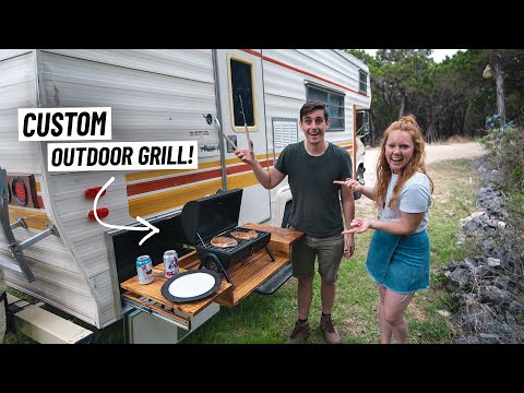 We Built a Hidden “Pop-Up" Outdoor Grill INTO THE RV! - Our Favorite Project Yet 😍