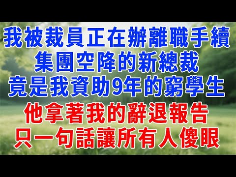 我被裁員正在辦離職手續，集團空降的新總裁，竟是我資助9年的窮學生。他拿著我的辭退報告，只一句話讓所有人傻眼！#人生感悟 #故事分享 #故事頻道 #职场 #打脸 #生活經驗