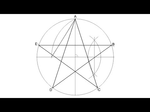 How to draw a five pointed star inscribed in a circle