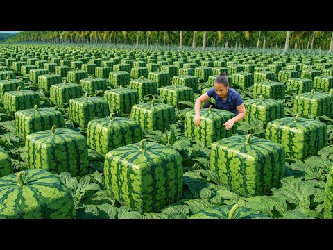 Harvesting a Square Japanese Watermelon Garden and Taking Them to the Market – Building a Pigsty