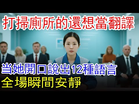 「打掃廁所的還想當翻譯？」面試官冷笑。她淡淡一笑，開口說出12種語言，全場瞬間安靜。#正能量 #人生感悟 #台湾 #香港