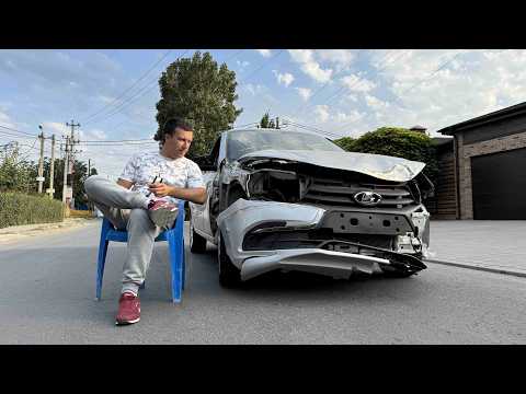 My daughter unpacked her dad's Lada Granta. We bought it back. A new car for...