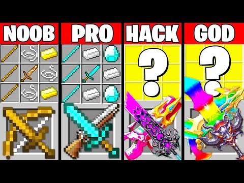 Minecraft Battle: ABILITY SWORD GUN CRAFTING CHALLENGE - NOOB vs PRO vs HACKER vs GOD ~ Animation
