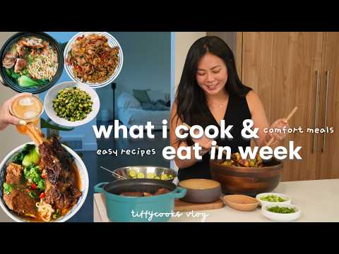 what i cook + eat in a week ft. cozy easy recipes 🍜 🍂 | family time, book reviews, mom's garden